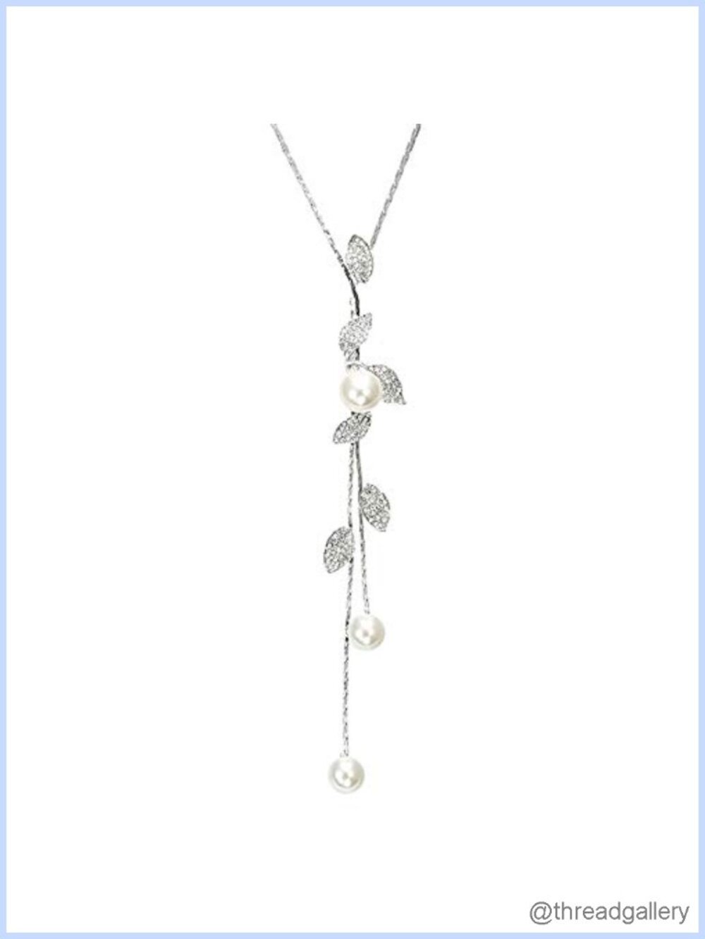 HSQYJ Women's Y-Necklace Pearl Crystal Olive Leaf Lariat Long Necklace